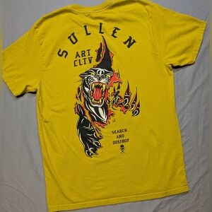Buckle, Sullen Art Collective- Destroy Design, Mustard Yellow S/S T-Shirt Sz. Lg